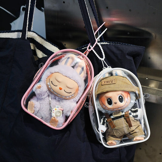 LABUBU Cotton Doll PVC Clear Itabag | Dustproof Carrier for Outings, Display & Charm Storage