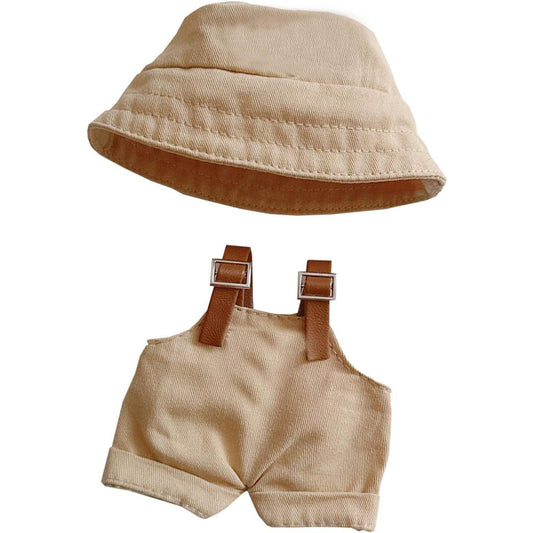 POP MART LABUBU CLOTHES SET(NO Doll), Hat & Overalls Set for 17cm LABUBU Accessories Suit, Cute Clothes for Dress up Unique Style, Stylish Clothes for Doll (Khaki)