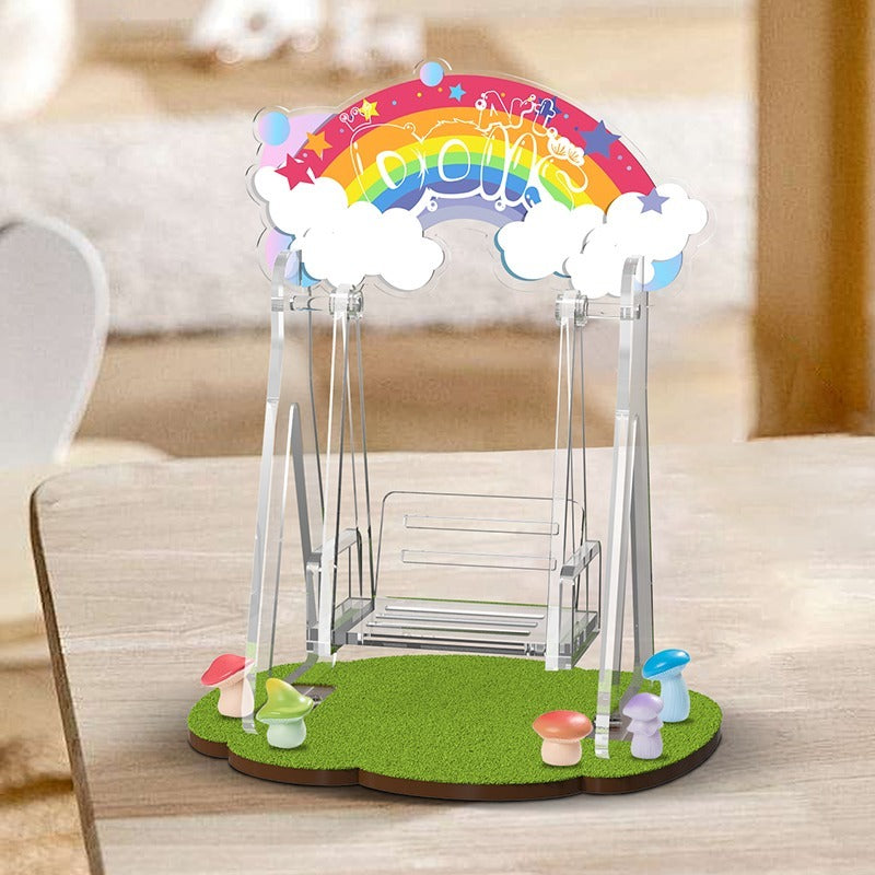 Labubu Carnival Swing Set - Kawaii Vinyl Doll Hanging Seat with Storage Base