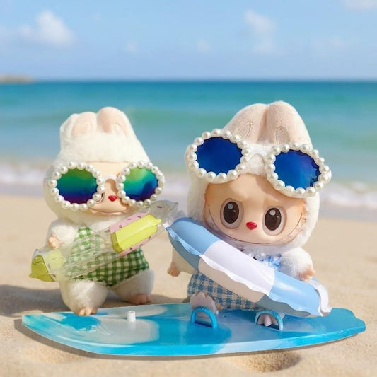 3-piece Set Doll Clothes for La-bu-bu Swimsuit,Fashion Glasses,Swim Ring (Green)