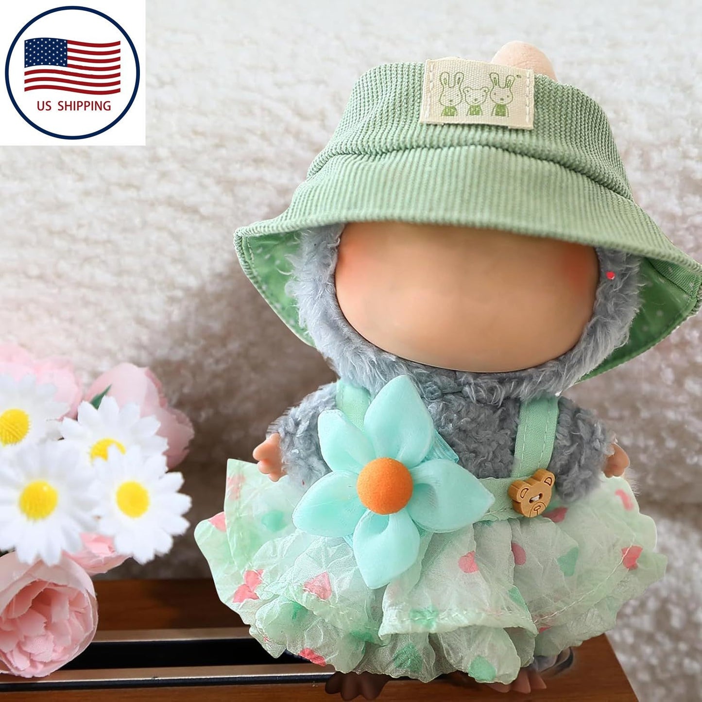 Handmade Labubu Dinosaur Outfit - Green Costume for Plush Keychain Vinyl Doll Clothes
