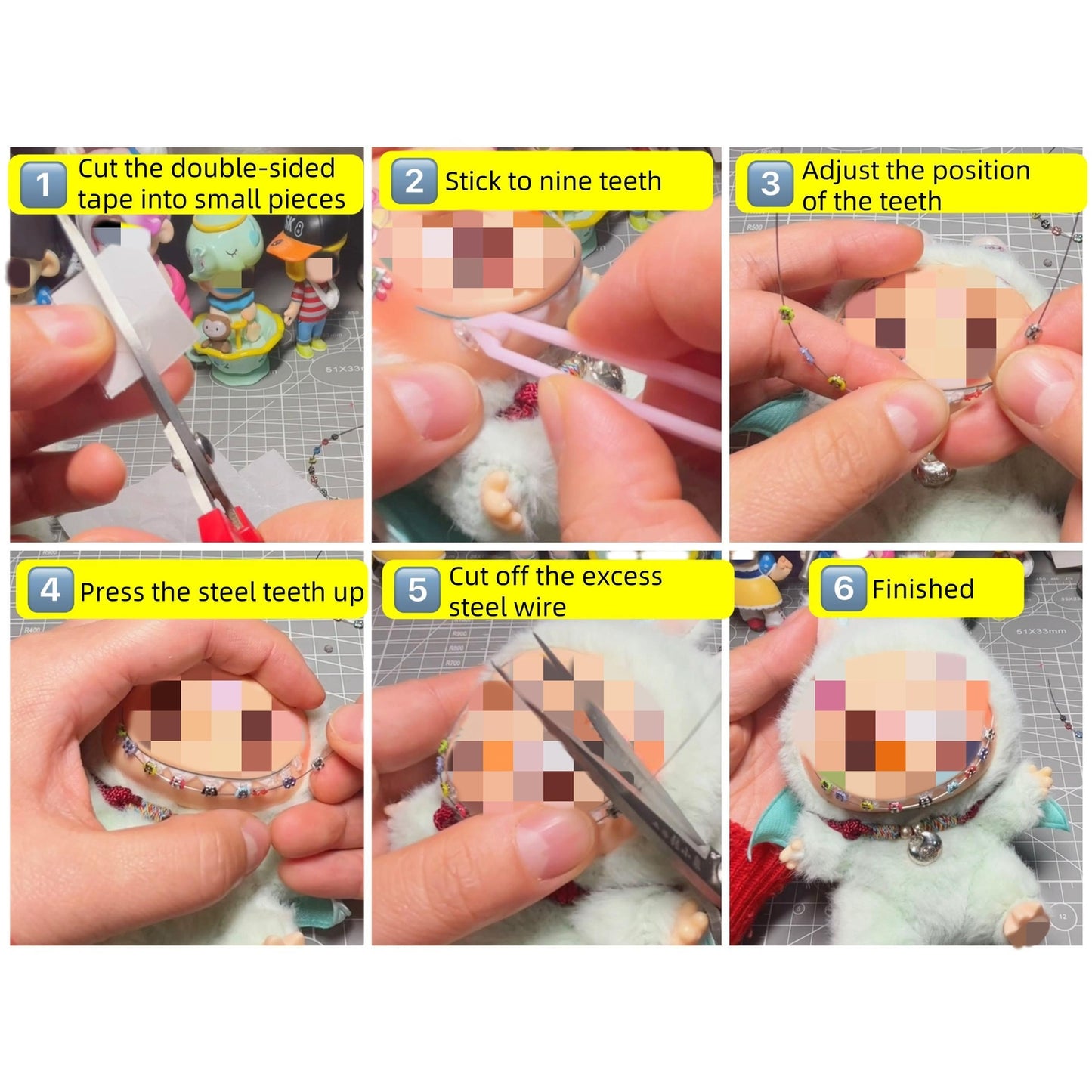 Orthodontic Accessory for Labubu Handmade Metal Braces for Doll Figures