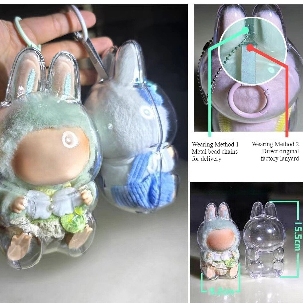 For Labubu Clear Protective Display Case The Monsters Plastic Cover - Sitting