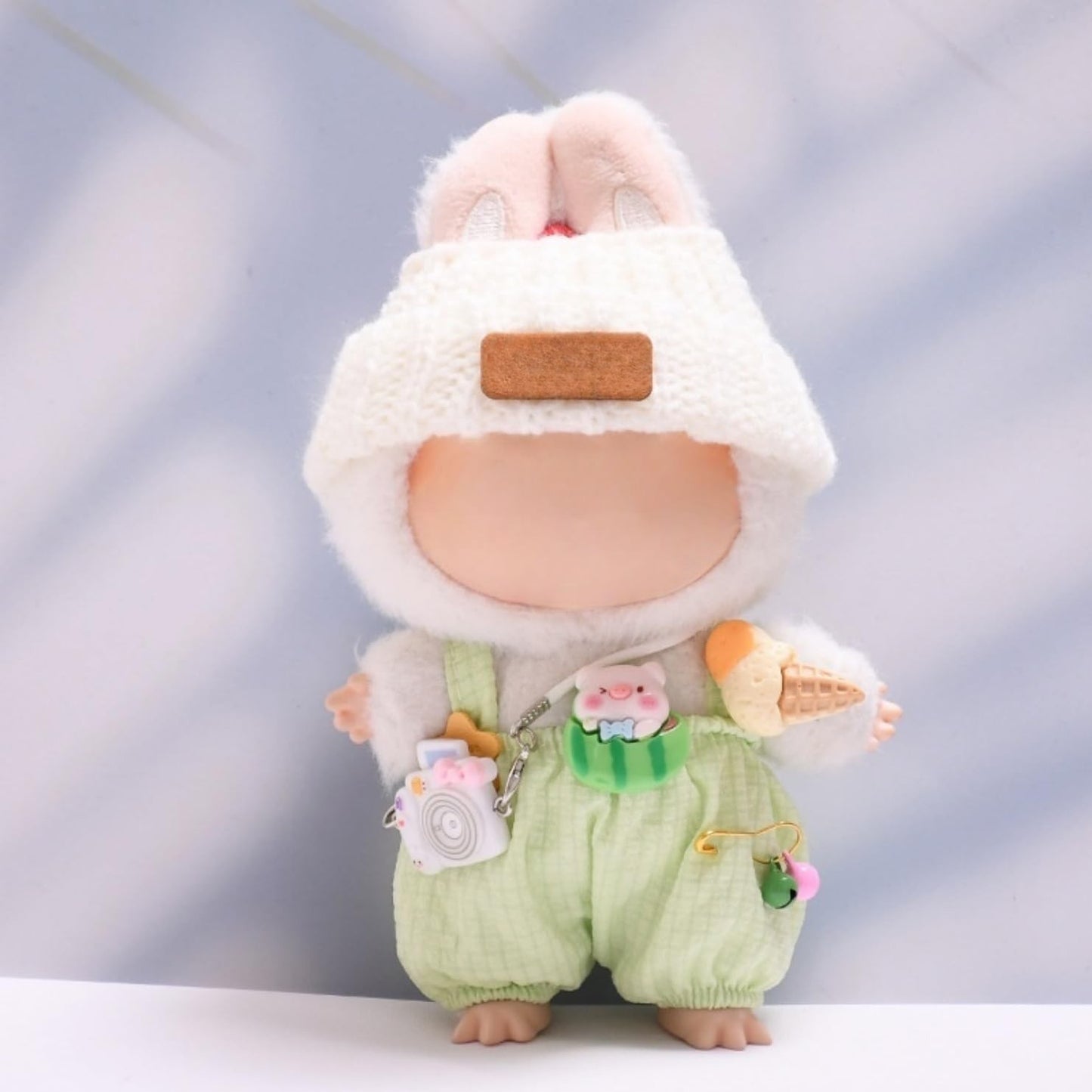 17cm Labubu Macaron Outfit - Blushing Face Vinyl Doll Clothes Change Costume