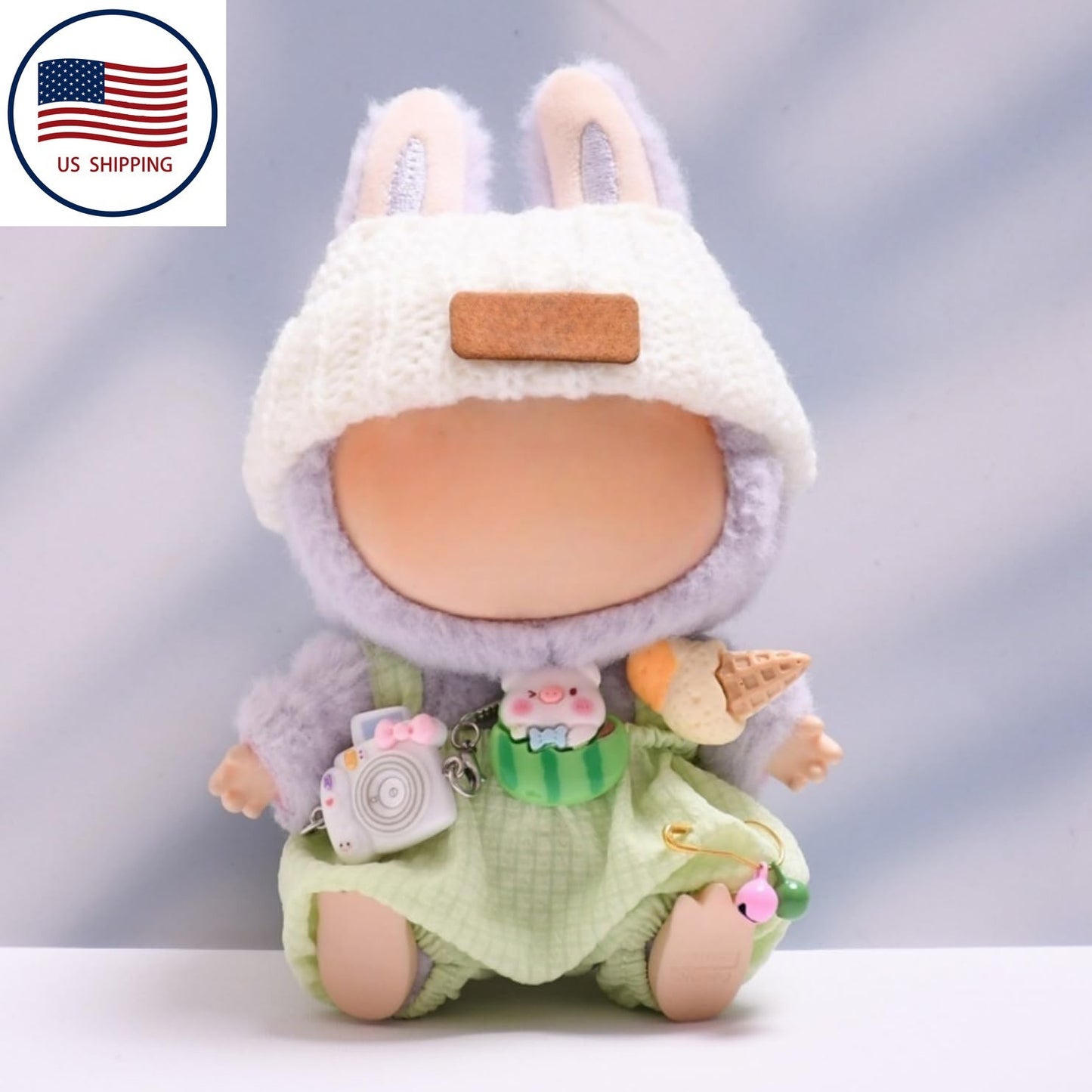 Labubu Ice Cream Overalls Set - Cute Outfit for Series 1/2/3 Vinyl Doll Clothes