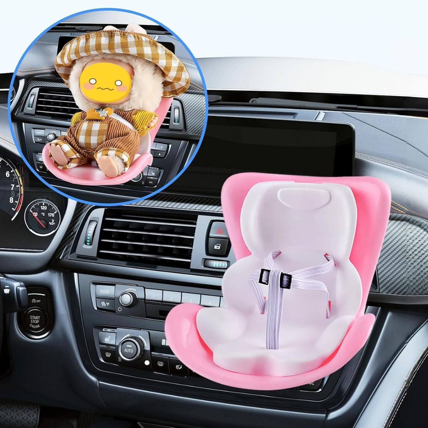 Doll Car Seat for 17cm Dolls with Air Vent Clip, Car Ornament for Doll Fans