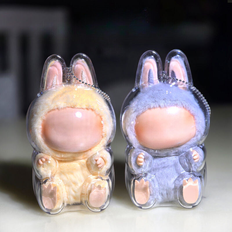 For Labubu Clear Protective Display Case The Monsters Plastic Cover - Sitting