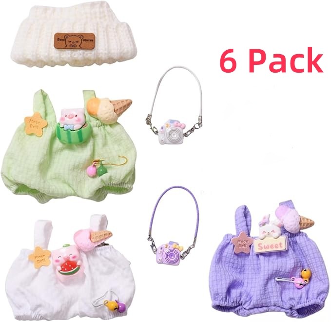 17cm Labubu Macaron Outfit - Blushing Face Vinyl Doll Clothes Change Costume