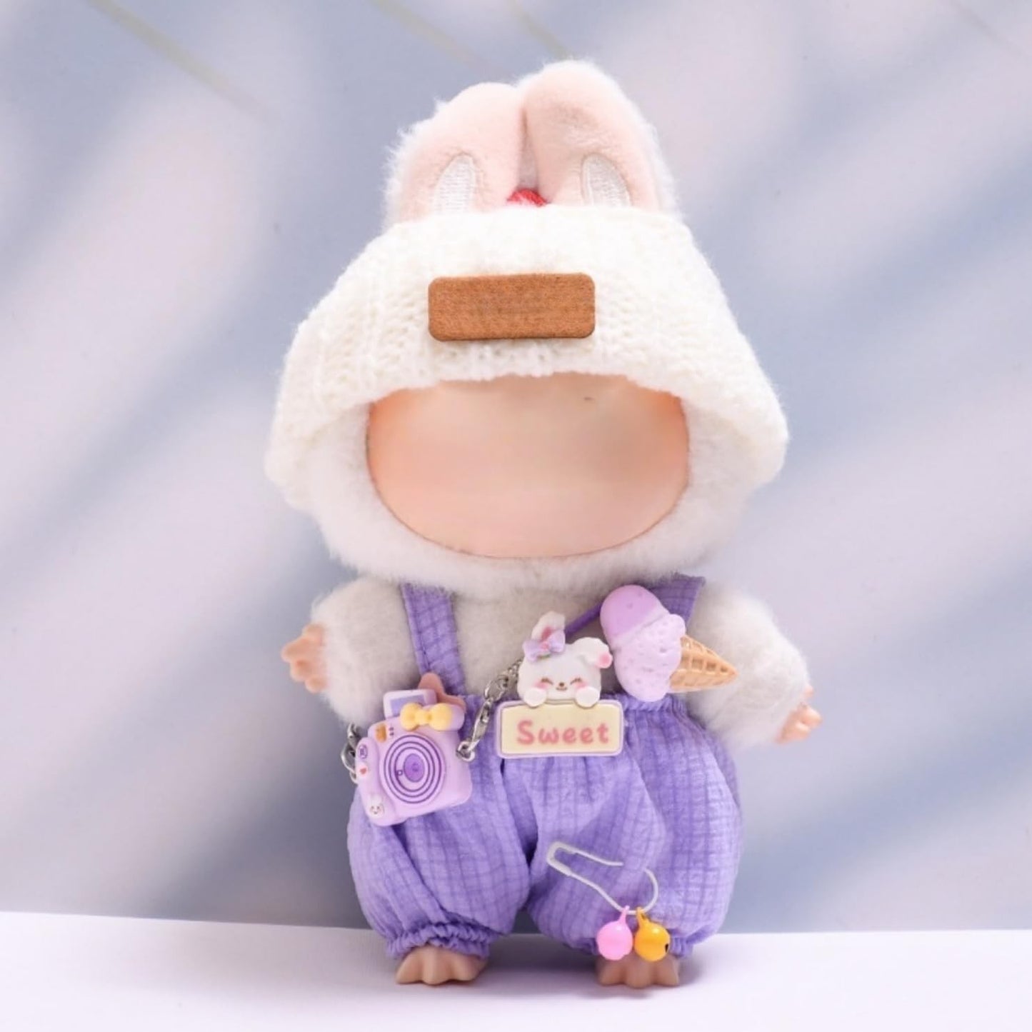 17cm Labubu Macaron Outfit - Blushing Face Vinyl Doll Clothes Change Costume