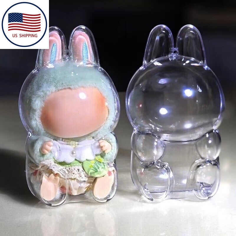 For Labubu Clear Protective Display Case The Monsters Plastic Cover - Sitting