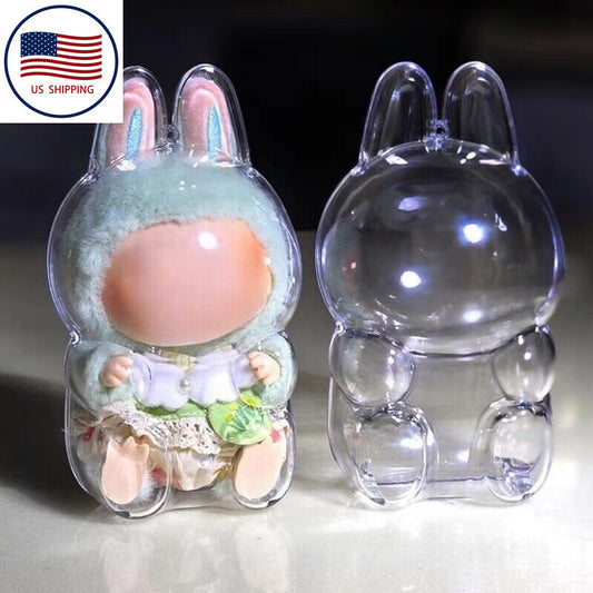 For Labubu Clear Protective Display Case The Monsters Plastic Cover - Sitting