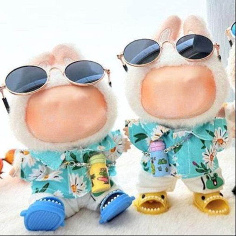 For Labubu Beach Outfit, Cool Doll Sunglass for Labubu Fashion Accessories
