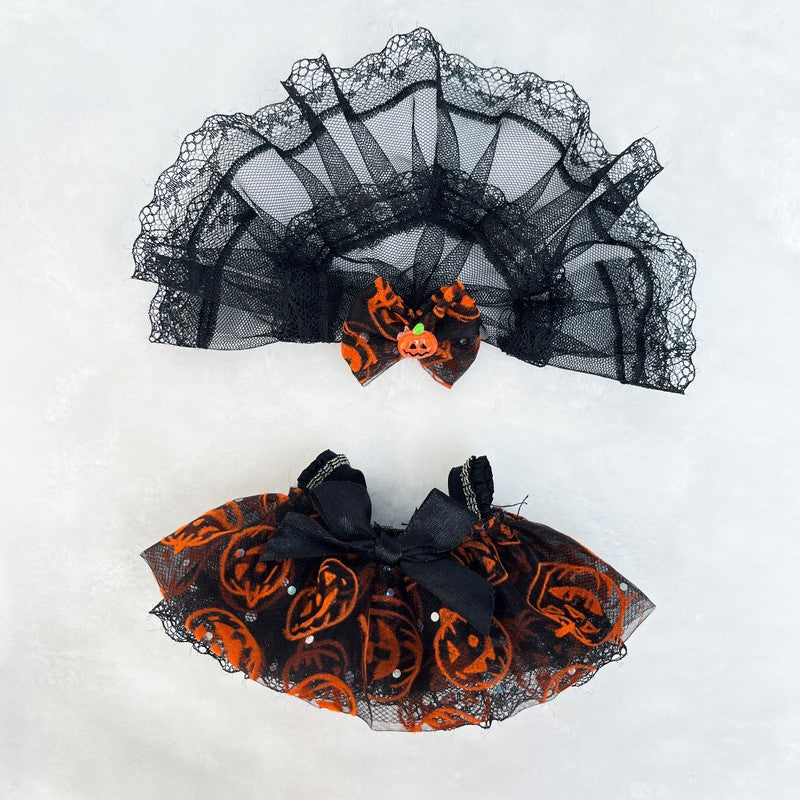 17cm Labubu Halloween Outfit - POP MART Black Gothic Clothes for Vinyl Doll