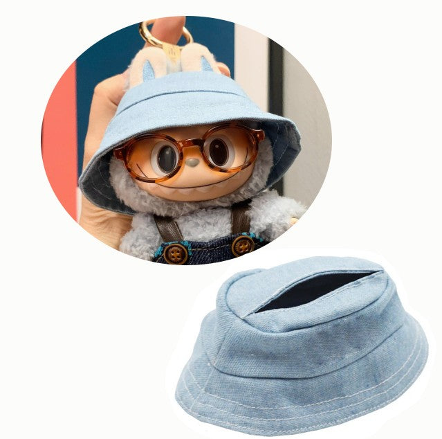 10CM Cotton Doll Bucket Hats & 17CM Labubu Gen 1-3 Open-Mouth Doll Hat Accessories