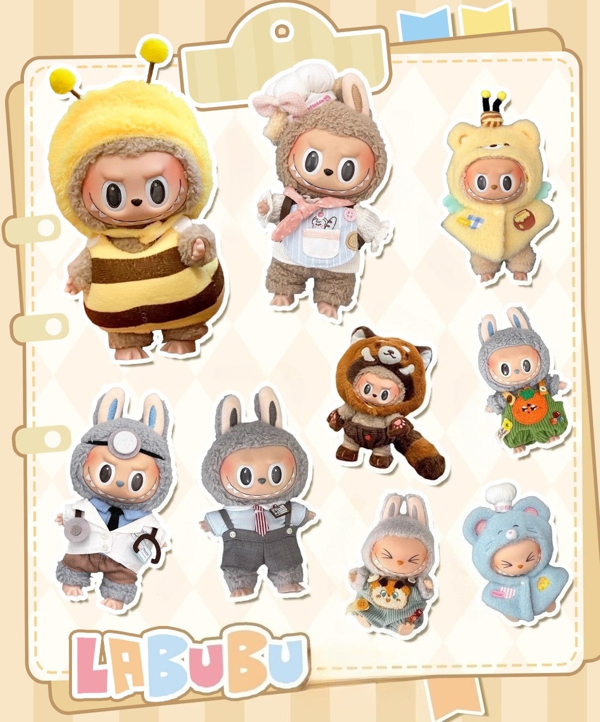 17cm Labubu Outfit - Cute Clothes for Series 1/2/3 Vinyl Doll Universal Wear
