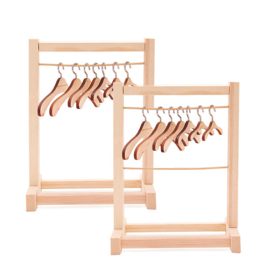 17-20cm Cotton Doll Wooden Wardrobe - Hanger Set for Labubu, American Girl, Shafu & Reborn Dolls