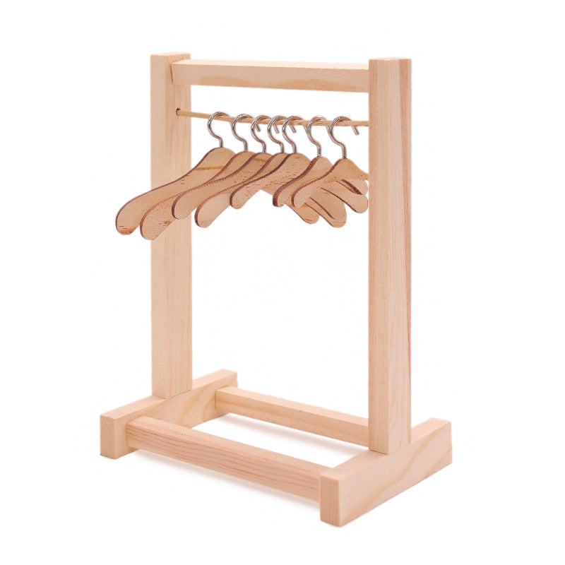 17-20cm Cotton Doll Wooden Wardrobe - Hanger Set for Labubu, American Girl, Shafu & Reborn Dolls