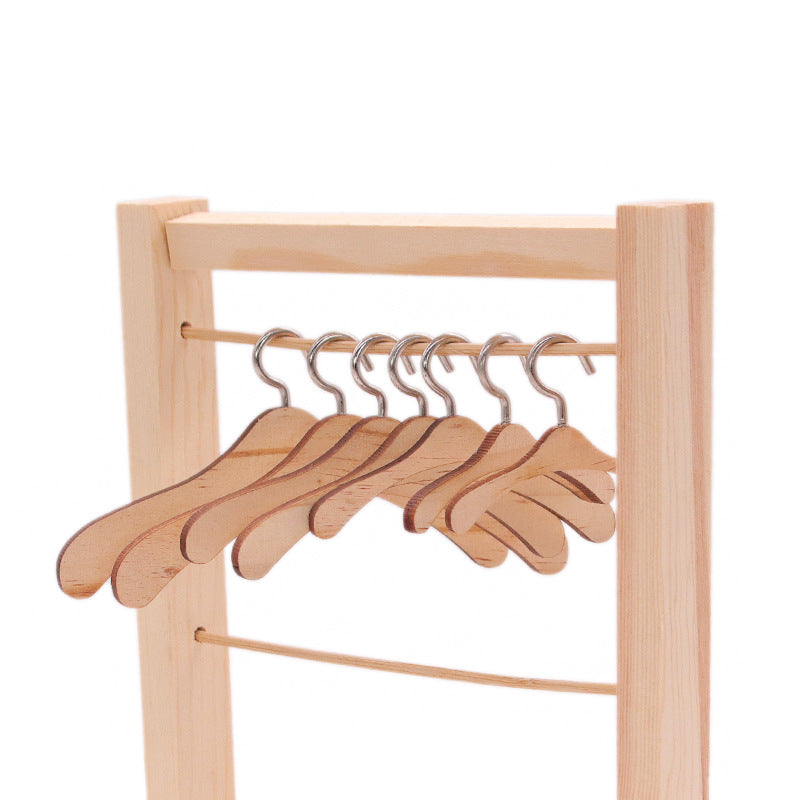 17-20cm Cotton Doll Wooden Wardrobe - Hanger Set for Labubu, American Girl, Shafu & Reborn Dolls