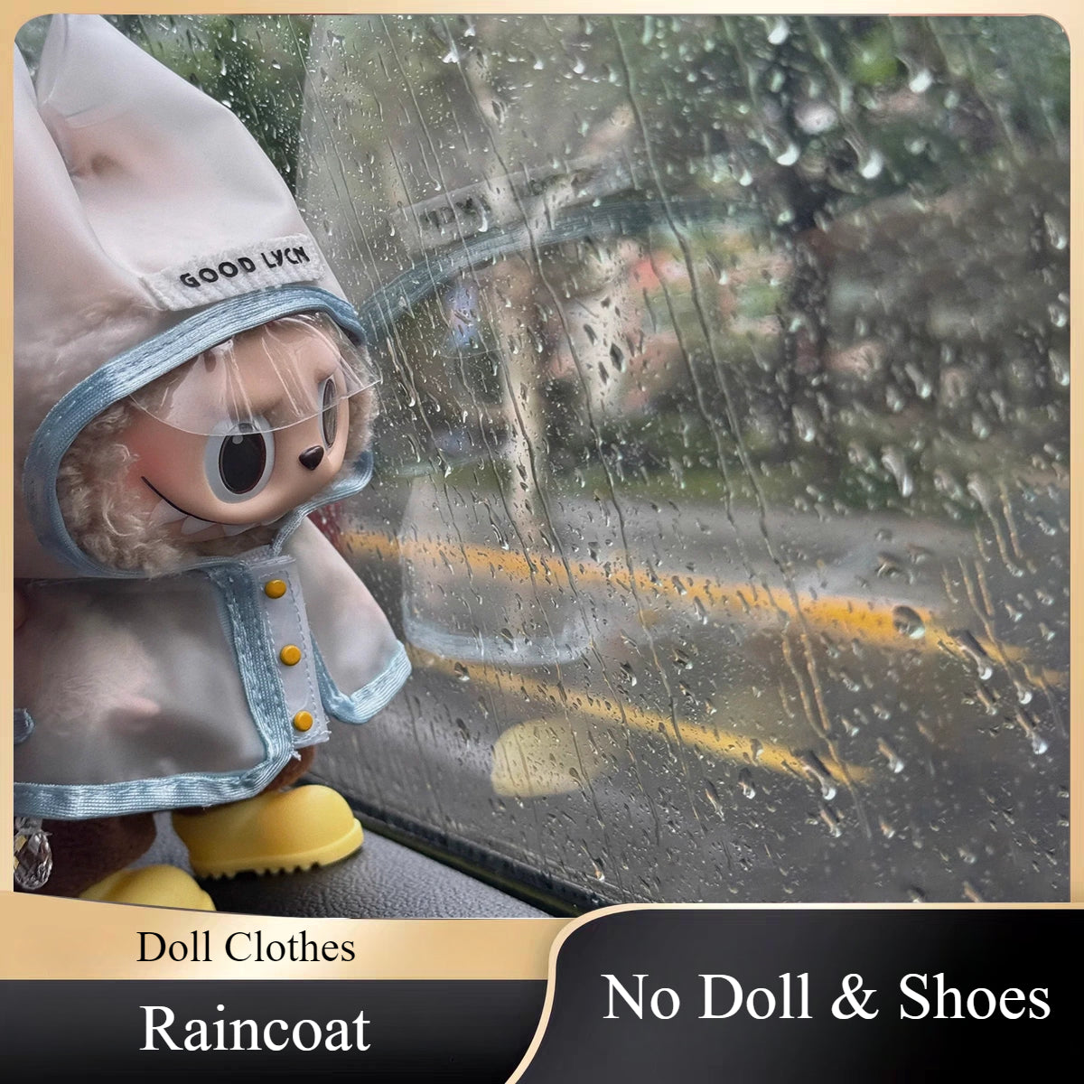 Labubu Raincoat - Trendy Clear Outerwear for 17cm Doll Collectibles