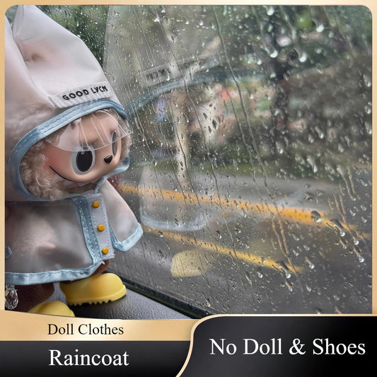 Labubu Raincoat - Trendy Clear Outerwear for 17cm Doll Collectibles