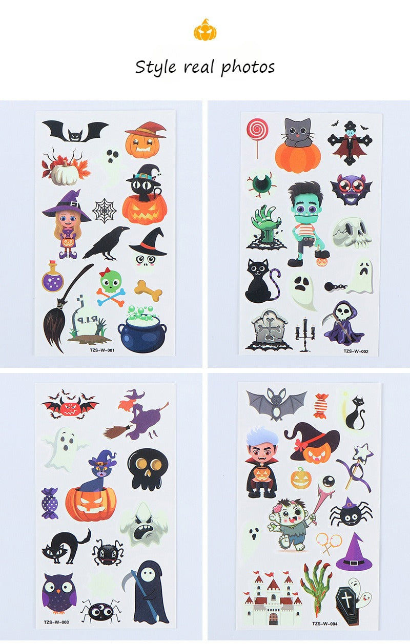 Glow in The Dark Halloween Tattoos - Temporary UV Face/Body Art for Kids Party Scary