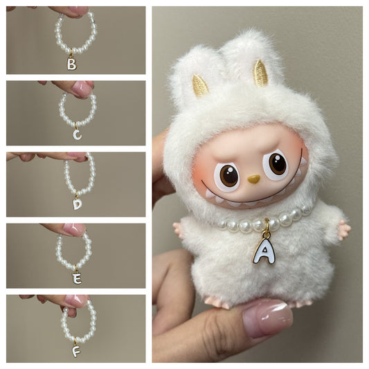 Labubu Series 4 Pearl Letter Necklace - Mini Accessory for Doll Clothes