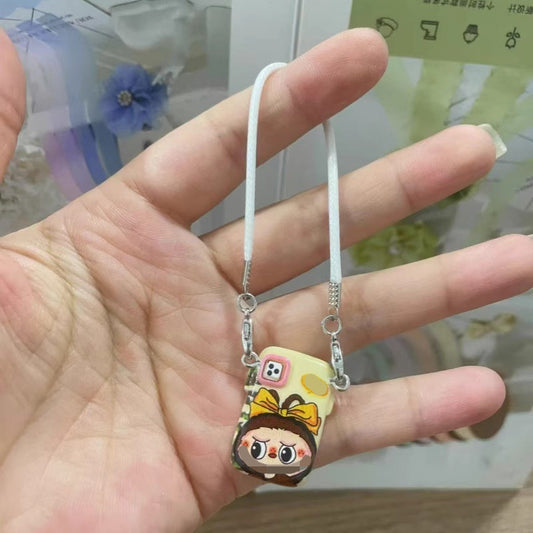 Labubu Charm | Mini Cartoon Pattern Phone Case Charm Model, Creative Neck-Hanging Doll Pendant