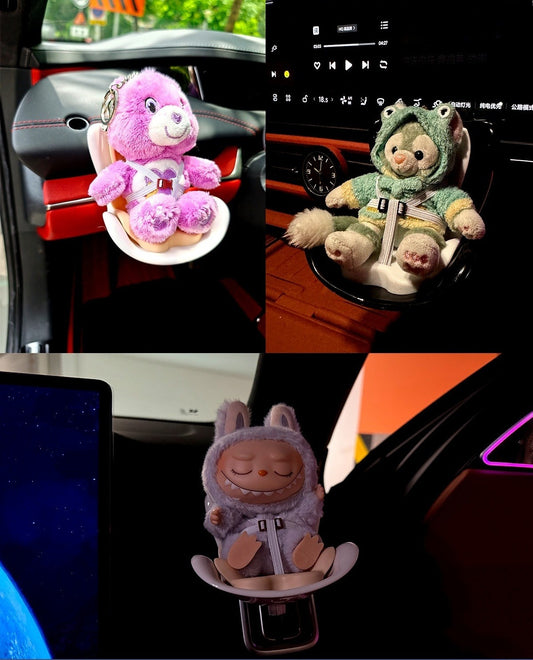 Labubu Car Safety Seat & Air Vent Clip Accessories – Vehicle Doll Decor & Holder