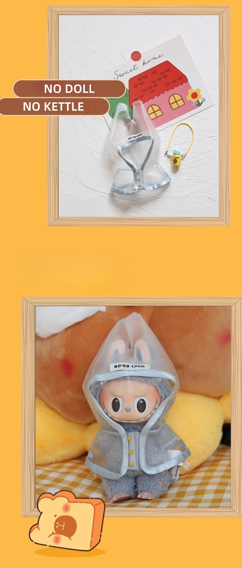 17cm LABUBU Transparent Raincoat | Doll Clothes | Without Shoes