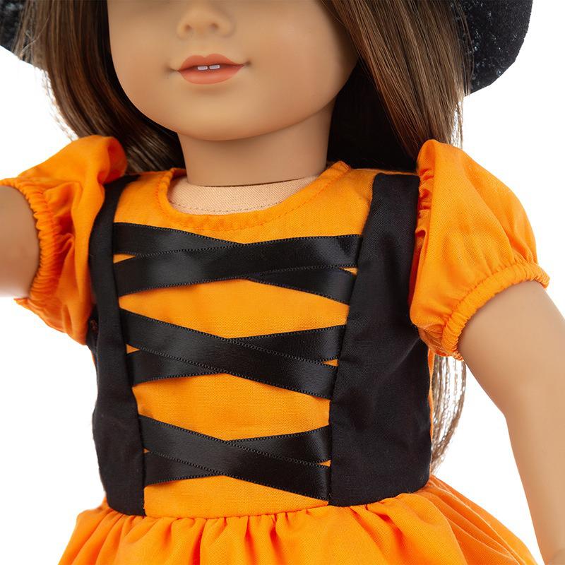 18-inch American Girl Doll Halloween Dress | Trick-or-Treat Costume without Pumpkin Lamp