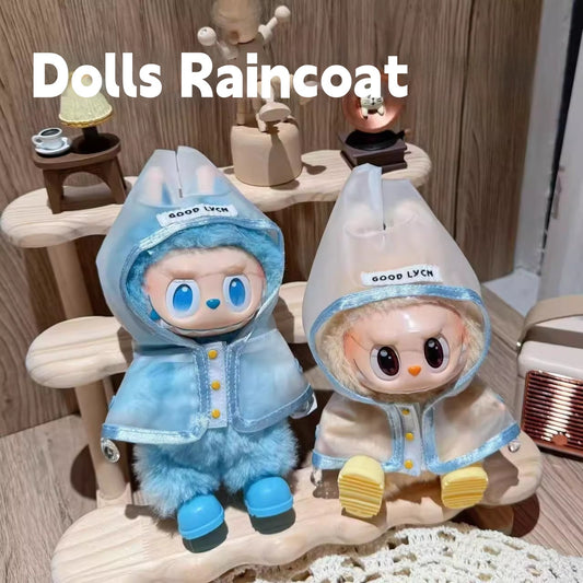 POP MART Labubu Doll Clothes 17cm - Raincoat Outfit for Generation 1/2/3 Vinyl Figures (No Doll/Boots Included) - Blind Box Accessory