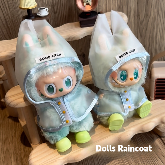 POP MART Labubu Doll Clothes 17cm - Raincoat Outfit for Generation 1/2/3 Vinyl Figures (No Doll/Boots Included) - Blind Box Accessory