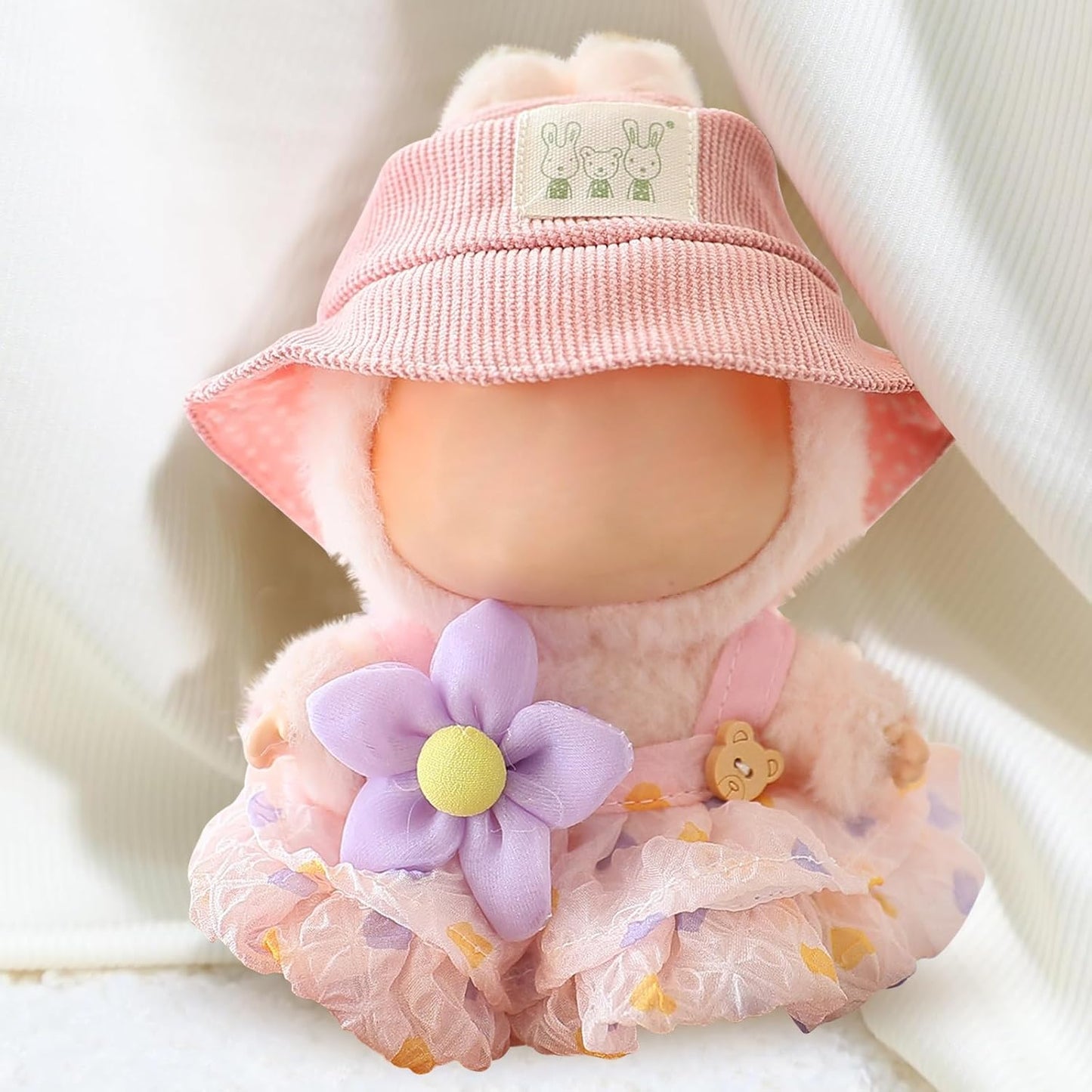 LABUBU CLOTHES, Clothes for Dolls Outfits, Accessories for 17cm Dolls Clothes, Cute Bear Dress + Casual Hat, Stylish Adorable Dolls Clothes Accessories (No Doll) (Green)