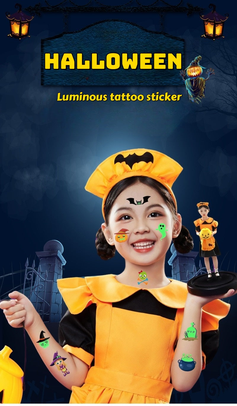 Glow in The Dark Halloween Tattoos - Temporary UV Face/Body Art for Kids Party Scary