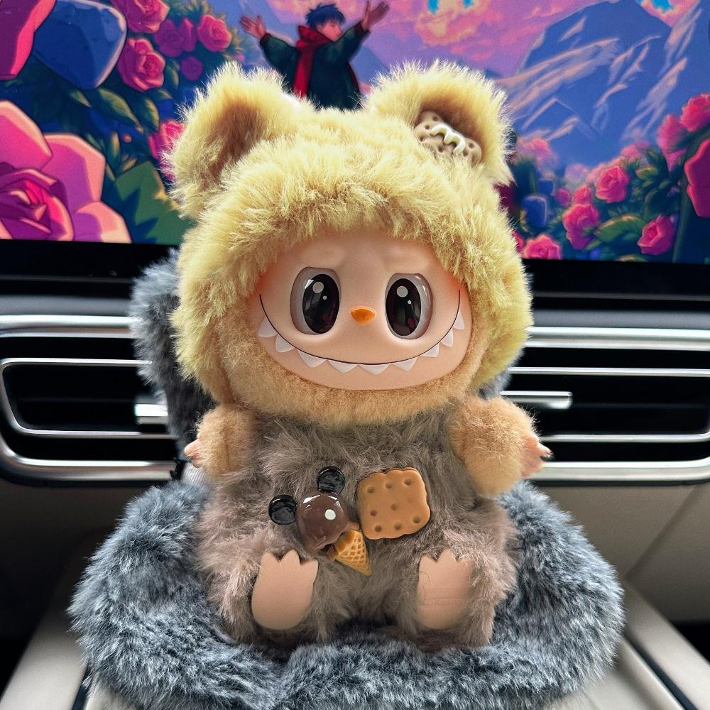 17cm Labubu Gen 1-2 Sandwich Bear Outfit Set | T-Shirt + Overalls | Vinyl/Plush-Compatible Clothes Only for Collectible Dolls