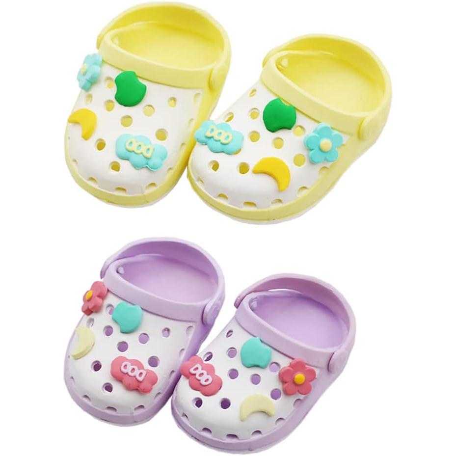 LABUBU Doll Accessories, POP MART 17cm Plush Doll Hole Shoes Length 5.5cm, Doll Slippers Beach Shoes Dress Up (Purple)