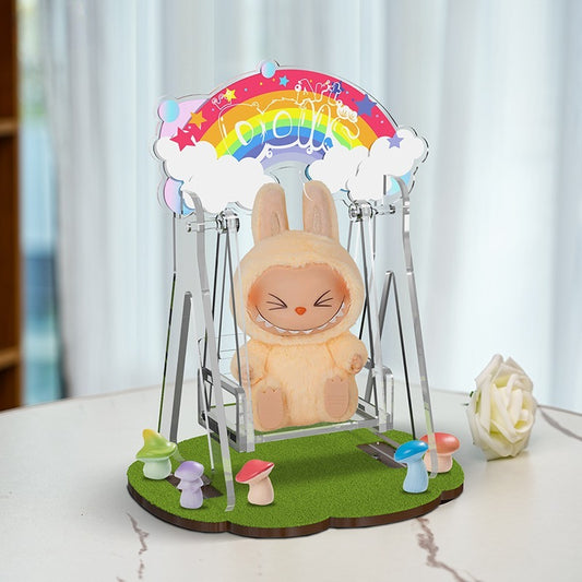 Labubu Carnival Swing Set - Kawaii Vinyl Doll Hanging Seat with Storage Base