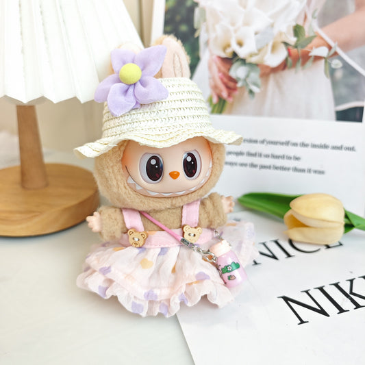 4-piece Set Doll Clothes & Outfits for LABUBU, Premium Fashion Dresses with Accessories for 17cm/6.7" Plush Doll - Premium Collector's Gift Ready for Display, Play and Collection