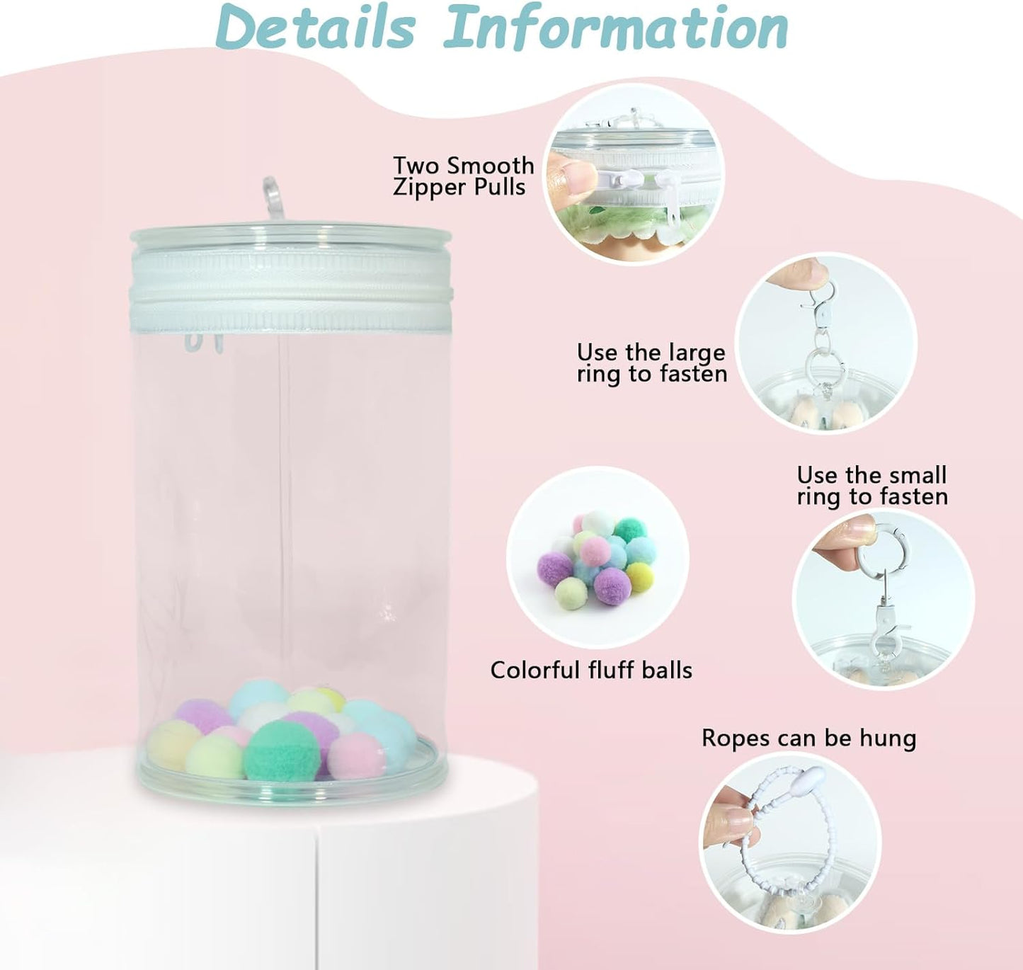 LABUBU Protective Case for Doll Display Bag with Keychain Accessories for Dustproof Waterproof Doll Storage Zipper Case(White)