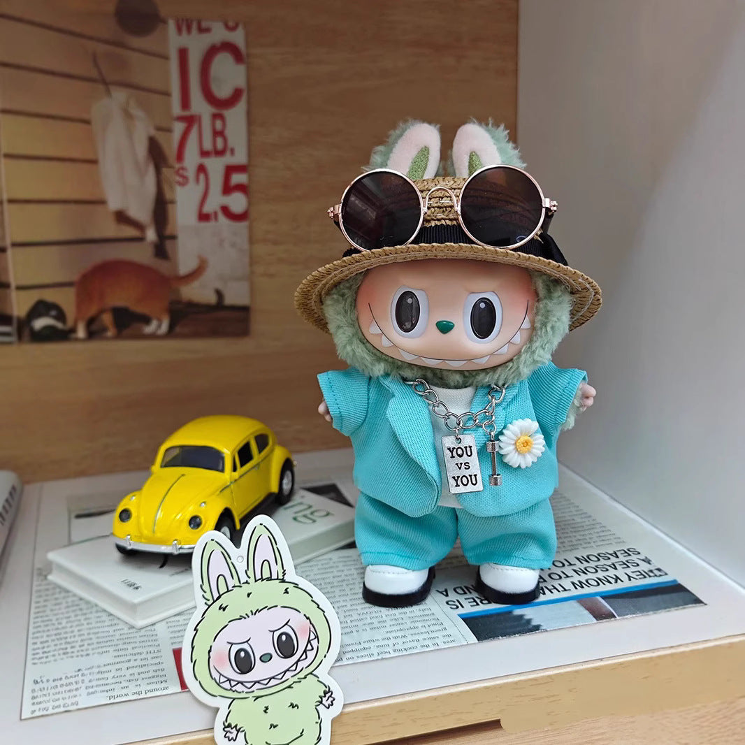 Handmade LABUBU Clothes (17CM), G-Dragon Style Navy Blue Suit Outfit – Korean GD Fashion Style Doll Clothes