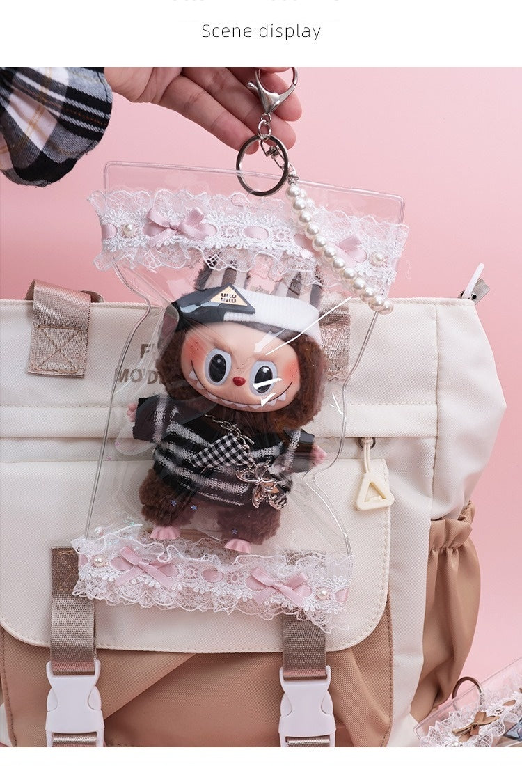 17cm Labubu Protective Case - Clear Dustproof Carrier for Vinyl Figure & Plush Doll