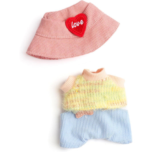 Cute Clothes Set for LABUBU – Chic Style Doll Outfit with Light Blue Romper, and Pink Hat – Kawaii Doll Clothes Accessories for Collectors & Fans
