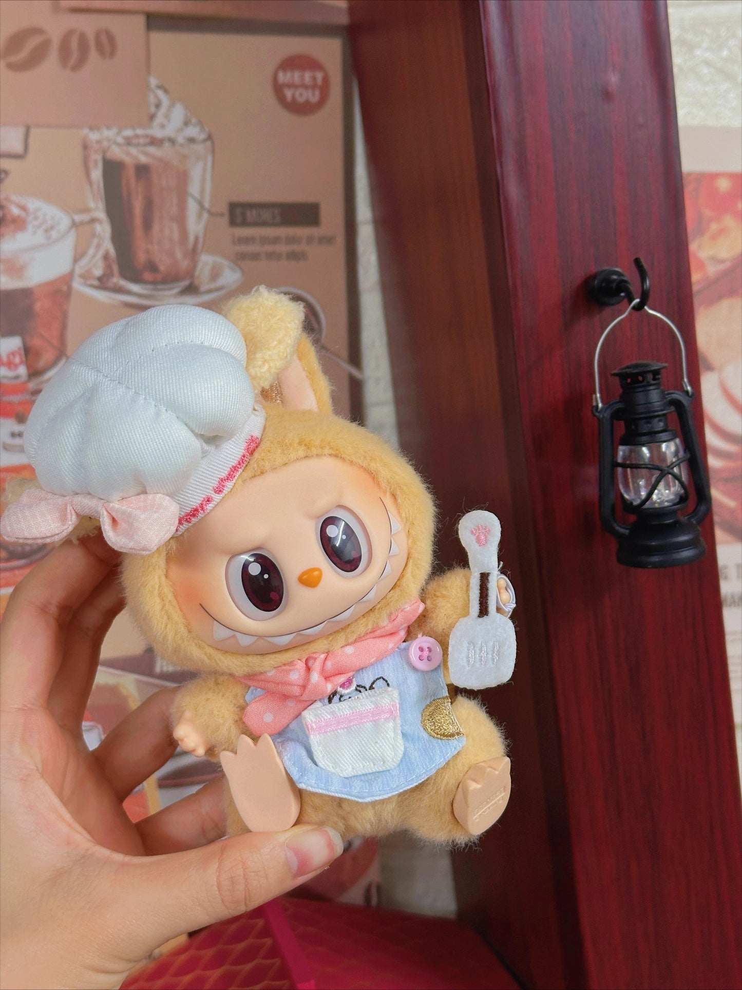 17cm/15cm Labubu Handmade Polka Dot Chef Costume Set | Clothes Only for Vinyl/Plush Dolls & Mini Charms