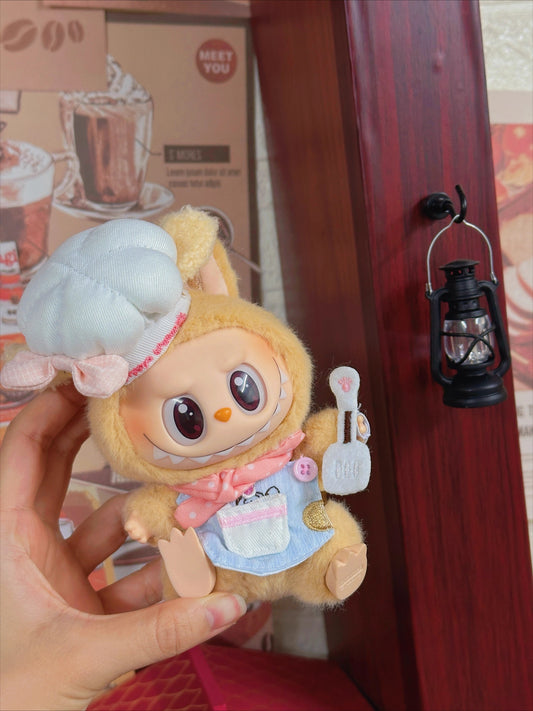 17cm/15cm Labubu Handmade Polka Dot Chef Costume Set | Clothes Only for Vinyl/Plush Dolls & Mini Charms