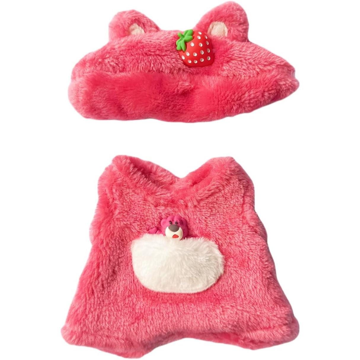 LABUBU DOLL CLOTHES - PINK MELODY SET (No Doll Included), Overalls Set for 6.7inch Plush Doll Suit, Faking Animal Style Outfit Jumpsuit, Cute Fashion Dress Up Clothes Accessories for 1st/2nd/3rd Gen LABUBU (Rabbit)