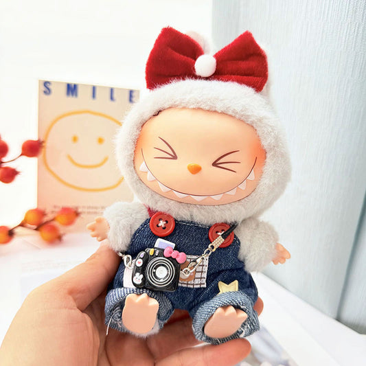 Suitble for LABUBU clothes teddy bear denim overalls set clothing replacement