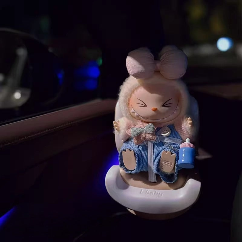 Labubu Vinyl Doll Compatible with Safety Seats | Car-Mounted Figurine, Vehicle Ornament & Car Air Vent Decoration