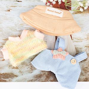 Cute Clothes Set for LABUBU – Chic Style Doll Outfit with Light Blue Romper, and Pink Hat – Kawaii Doll Clothes Accessories for Collectors & Fans