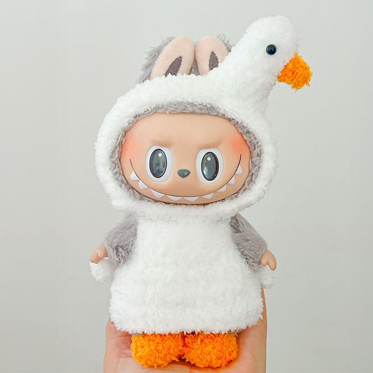 Labubu Sitting Party Doll Clothes | Hand-Knit White Swan Set | Fits Plush & Vinyl (Vinyl Face) Figures | Replacement Outfits