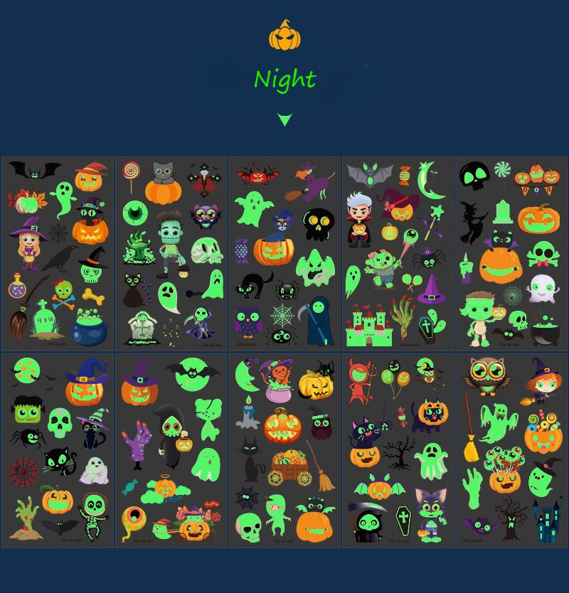 Glow in The Dark Halloween Tattoos - Temporary UV Face/Body Art for Kids Party Scary